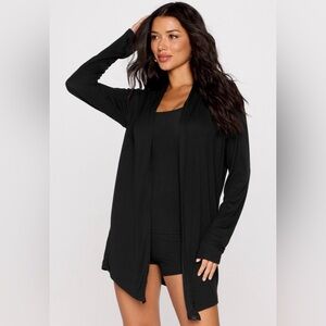 Fabletics Black Soft Rib Cardigan Sz XL